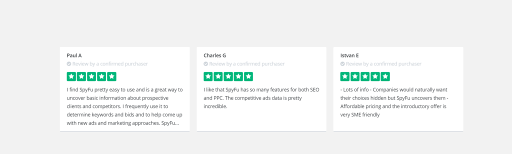 SpyFu reviews. SEO tool receives great review.